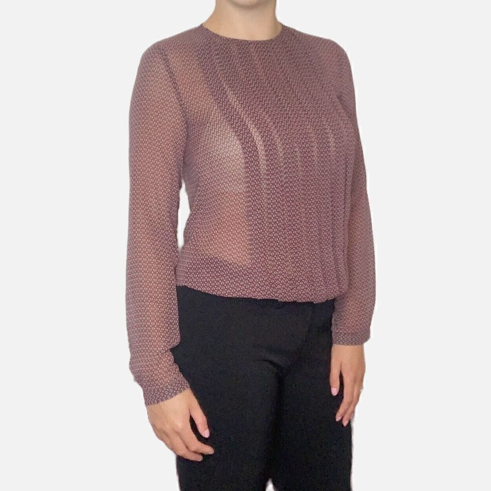 Seidensticker Blouse Women’s Long Sleeve Maroon Pleated Front Top Size 34 Small